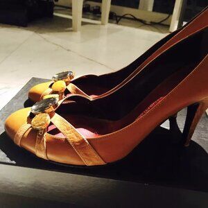 Giuseppe Zanotti Cognac Heels W Stone Embellishments Shoes Pumps Sz40